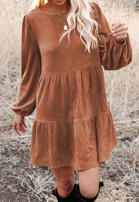 Suede Babydoll Dress
