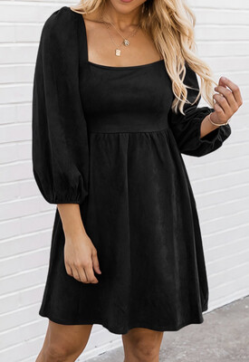 Suede Puff Dress
