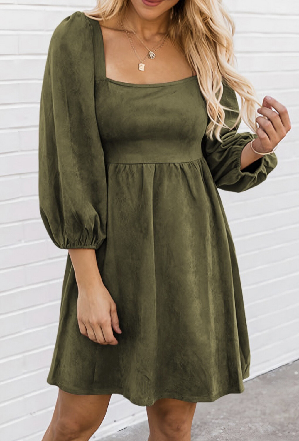 Suede Long Sleeve Dress