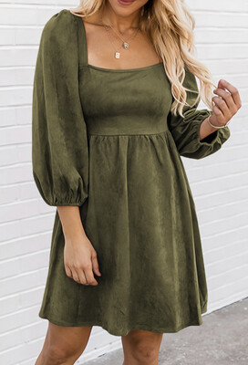 Suede Long Sleeve Dress