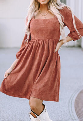 Suede Long Sleeve Dress