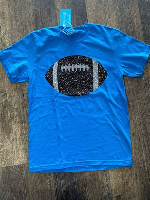 Blue Glitter Football Tee