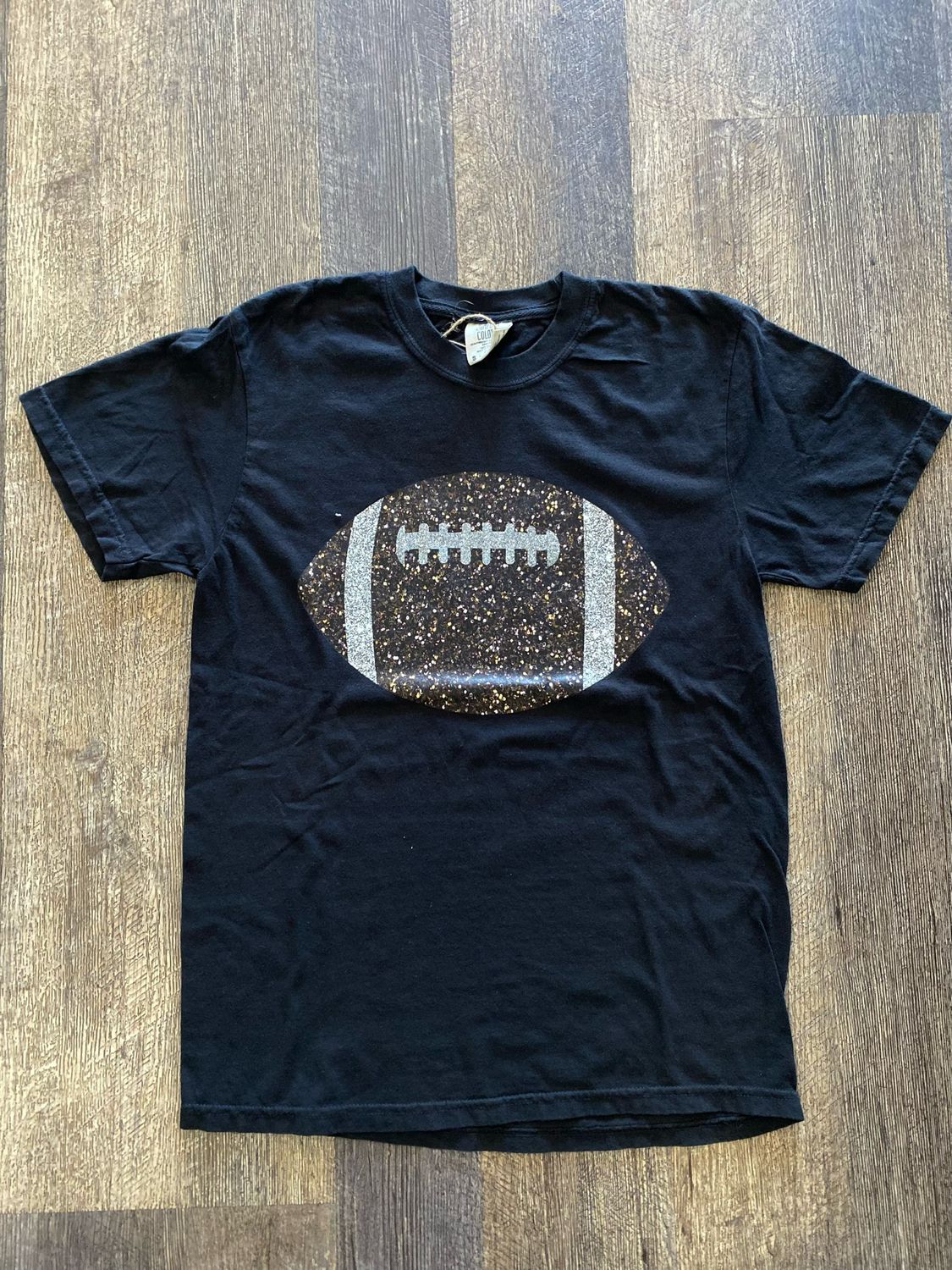 Black glitter football Tee