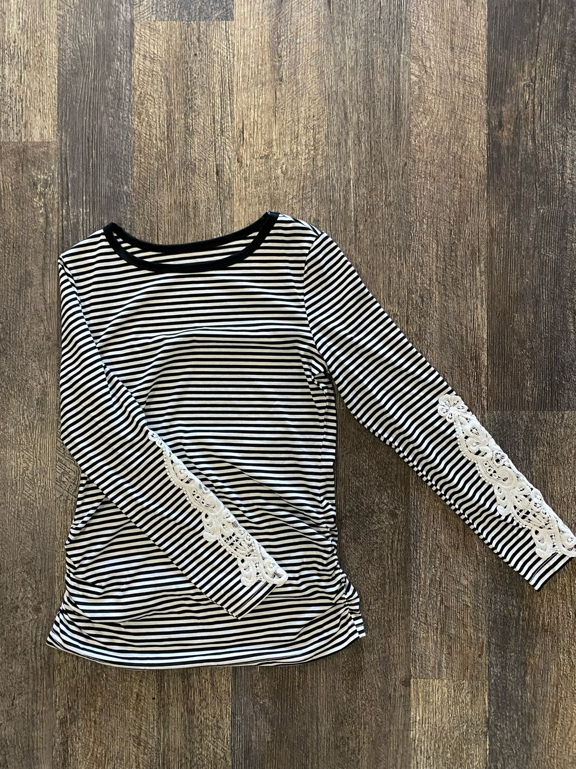 Striped Lace Sleeve Top 