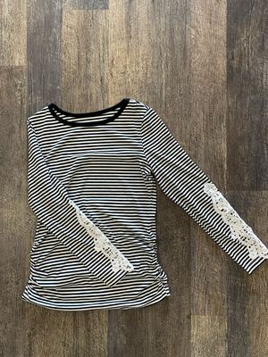 Striped Lace Sleeve Top 