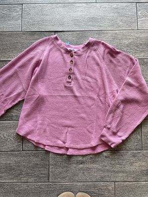 Cropped Waffle Knit Button Shirt