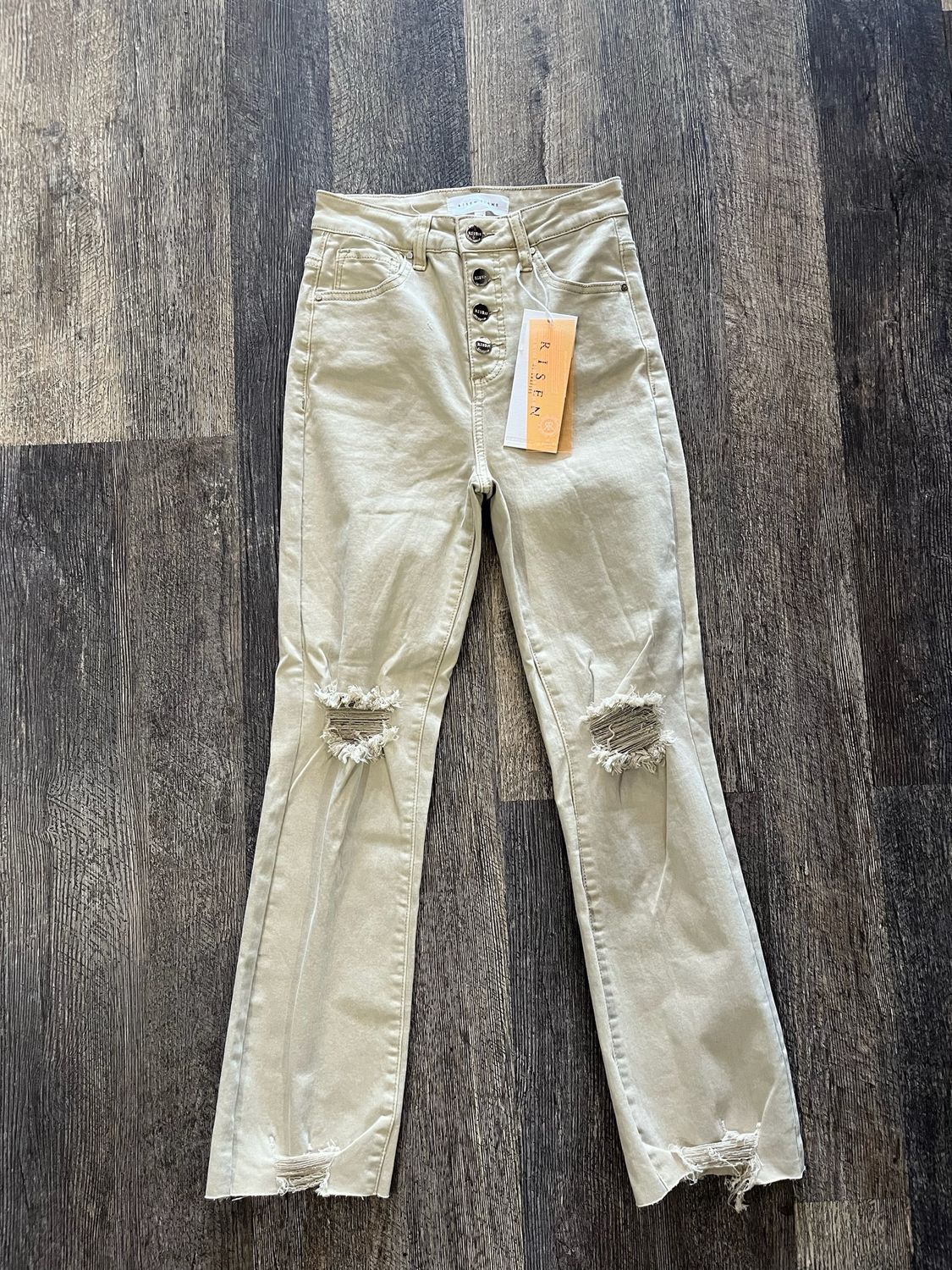 high rise crop khaki jeans 