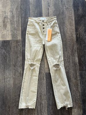 high rise crop khaki jeans 