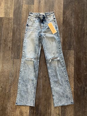 High rise crop straight jeans
