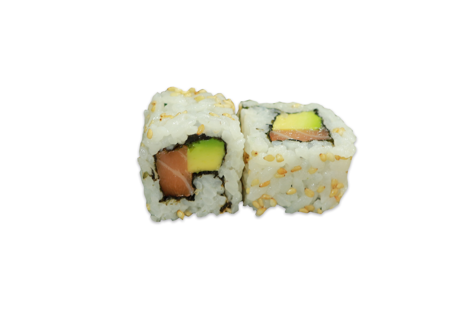 URAMAKI DE SALMÓN, AGUACATE, SÉSAMO (8PIEZAS)