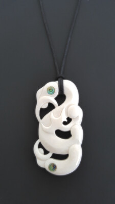 Moko Pounamu Bone Carving Manaia - AB32
