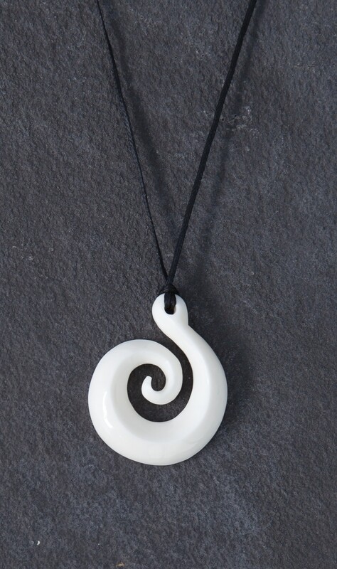 Moko Pounamu,  Bone Carving Piko Koru - AB3