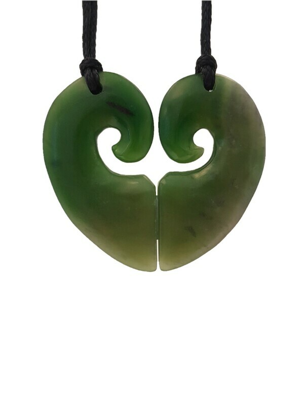 Greenstone Split Heart Pendants NZ Genuine Kahurangi stone -  Best Friends