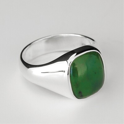 Greenstone and Silver Rectangle Ring - 41RF