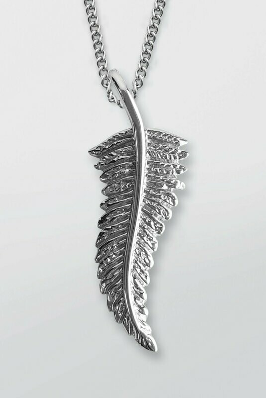 Moko Pounamu,  Sterling Silver Fern Pendant - 7F7
