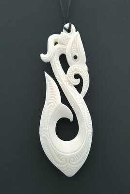 Moko Pounamu All Blacks Bone Carving Taniwha- AB33