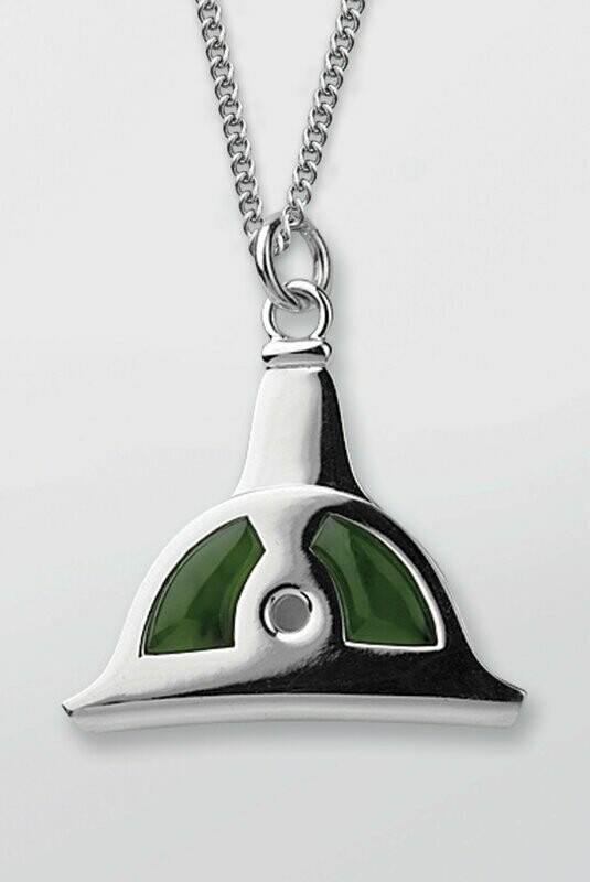Moko Pounamu Sterling Silver & Greenstone 2 Stone Shepherds Whistle  - SW2
