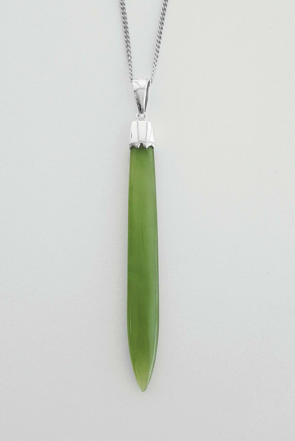 Moko Pounamu Silver and Greenstone Drop Pendant  - KDP1