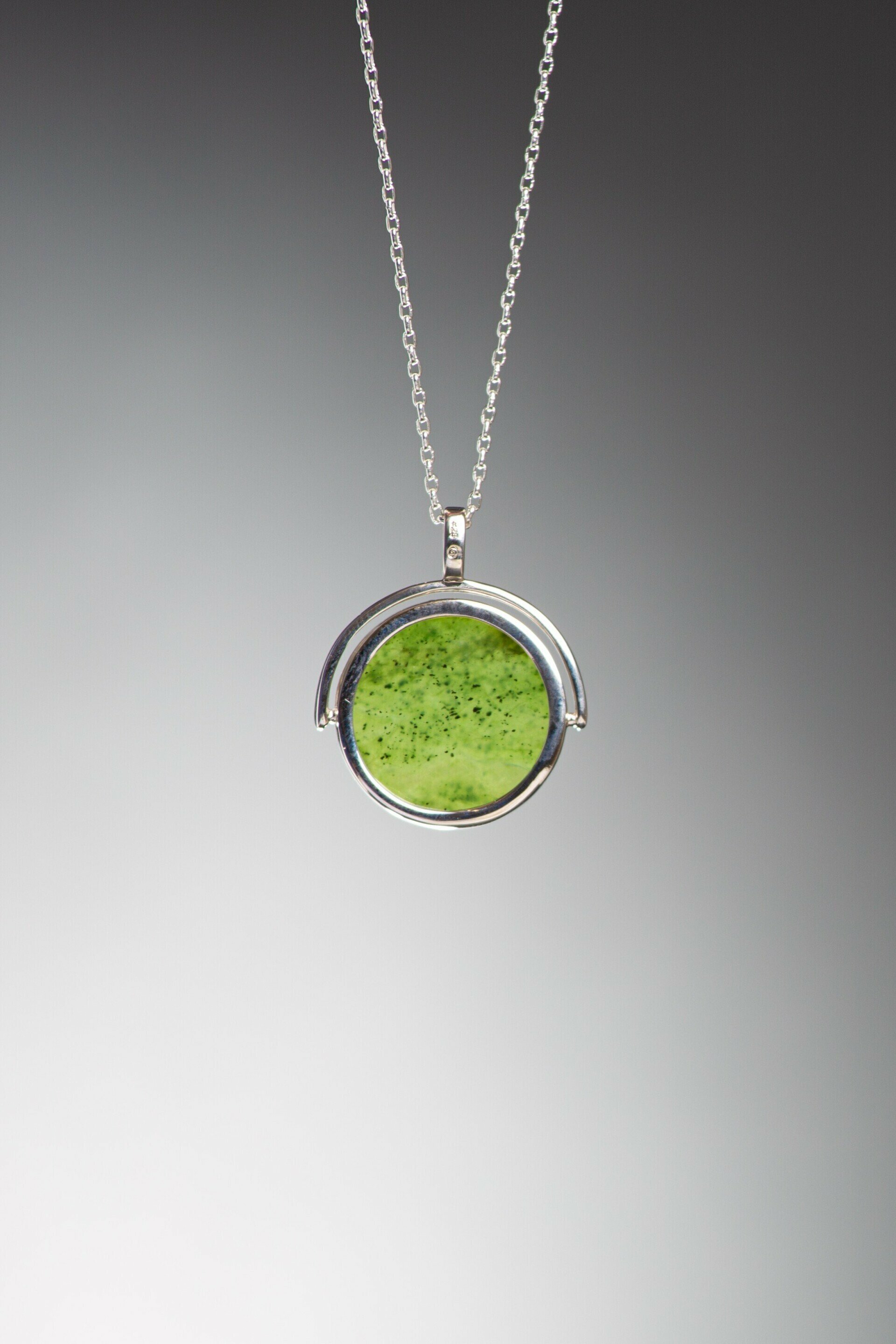 Moko Pounamu Greenstone and Sterling Silver Pendant - SS1