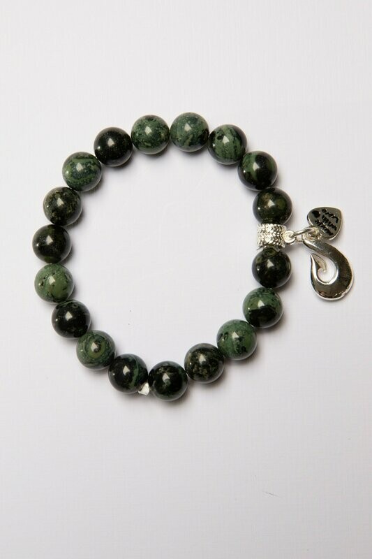 Aroha Made with Love Nephrite Jade Hook bracelet  NHOB1