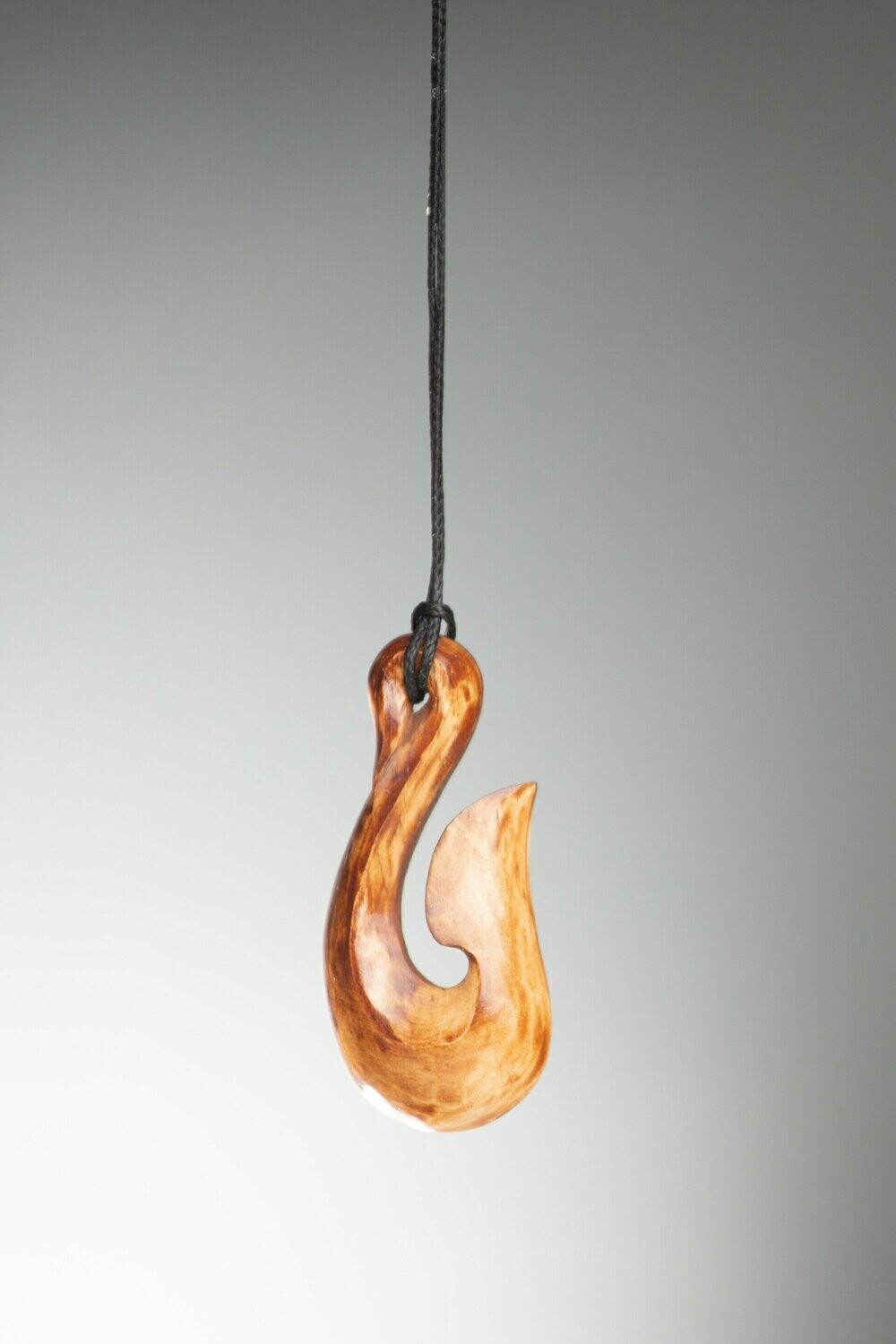 Moko Pounamu Bone Carving Hei Matau (Hook) - Tea Stained SALE