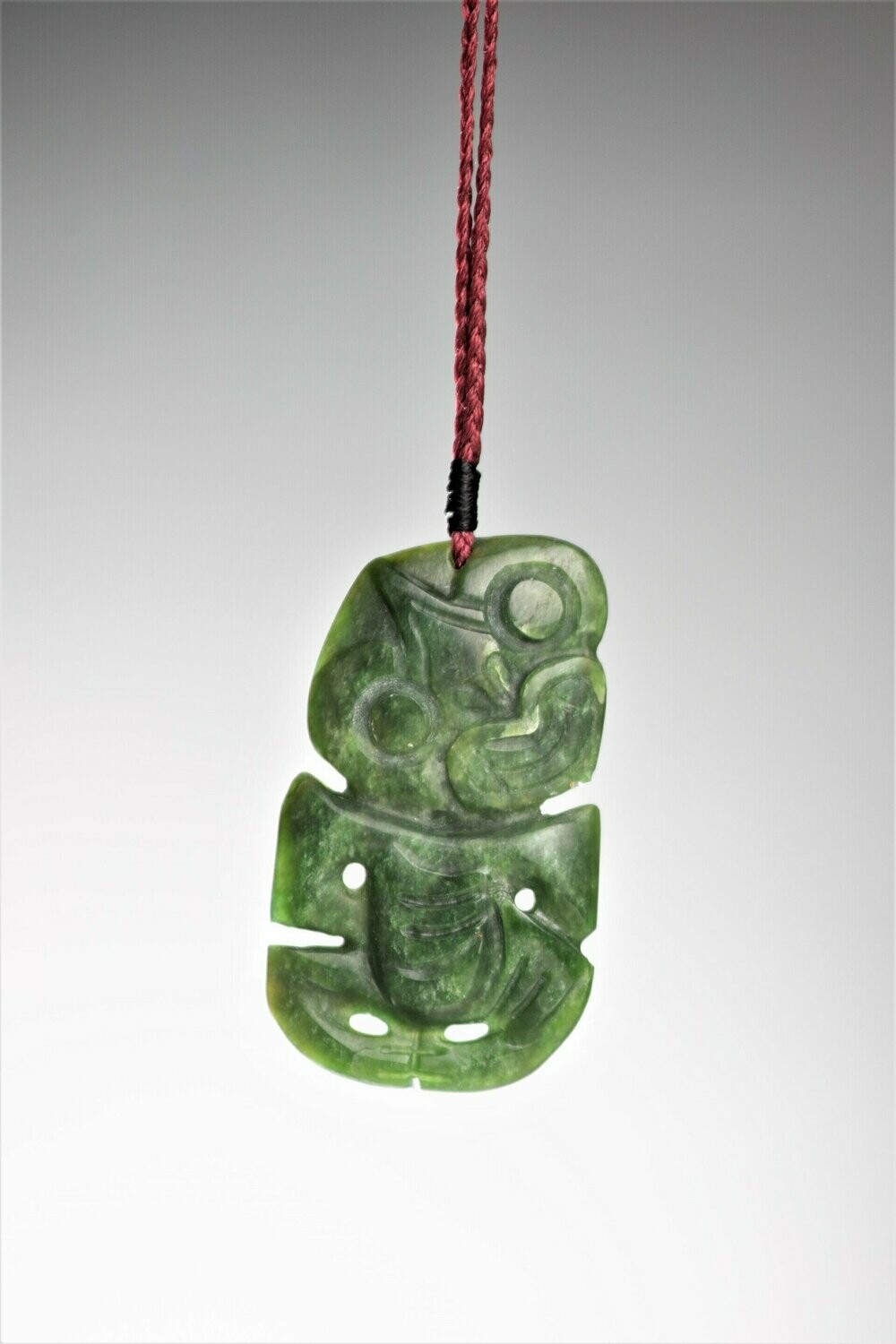 Moko Pounamu Tiki Genuine NZ Kawakawa Stone  - Orikaka River