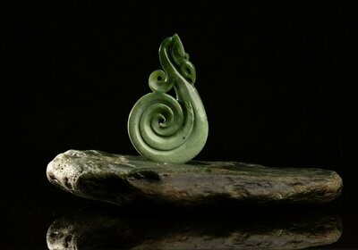Moko Pounamu Greenstone Manaia NZ Genuine Kawakawa Flower Jade - Te Wiremu