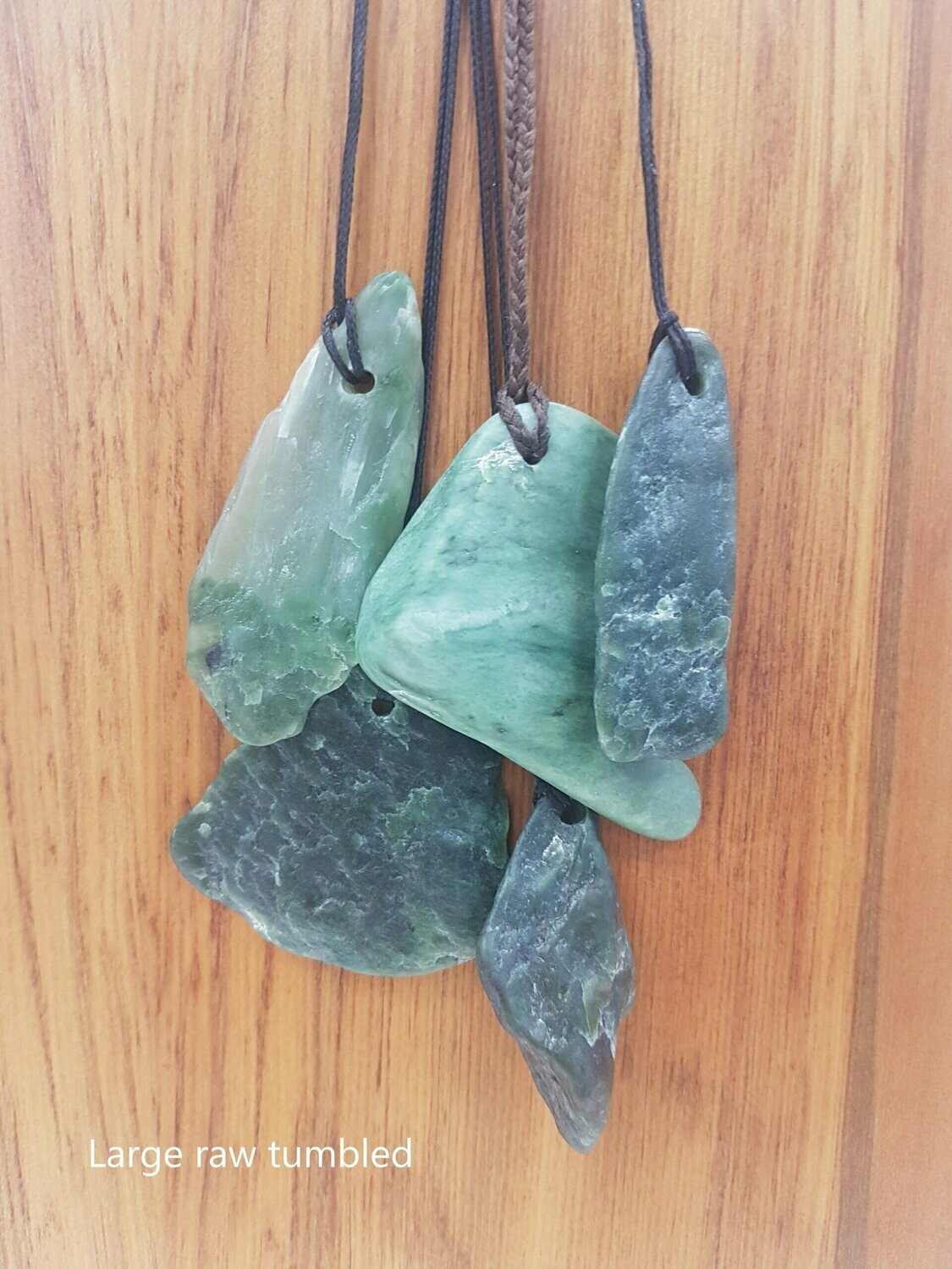 Moko Pounamu NZ Genuine Greenstone Large Raw Tumbled pendants