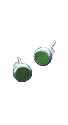 Greenstone and Sterling Silver 5ml Round Stud Earrings - ES2S