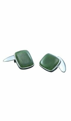 Greenstone and Sterling Silver Square Cufflinks - CL7S