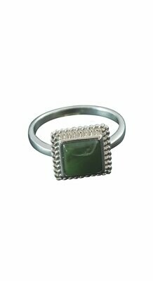 Greenstone and Sterling Silver Large Square Ring - AM8RS