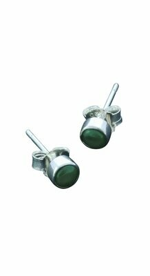 Greenstone and Sterling Silver 3ml Round Stud Earrings - ES3S