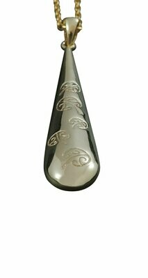 14k Gold Roimata (Drop) with Kowhaiwhai Pendant - P10G