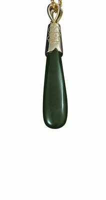 Greenstone and 9ct Gold Drop Pendant - P39G