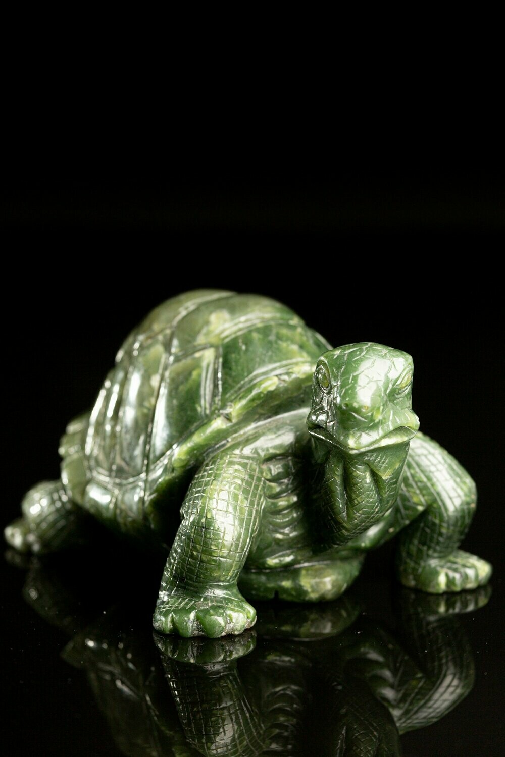 Moko Pounamu Tortoise Sculpture NZ Genuine Kawakawa Greenstone - Pihama