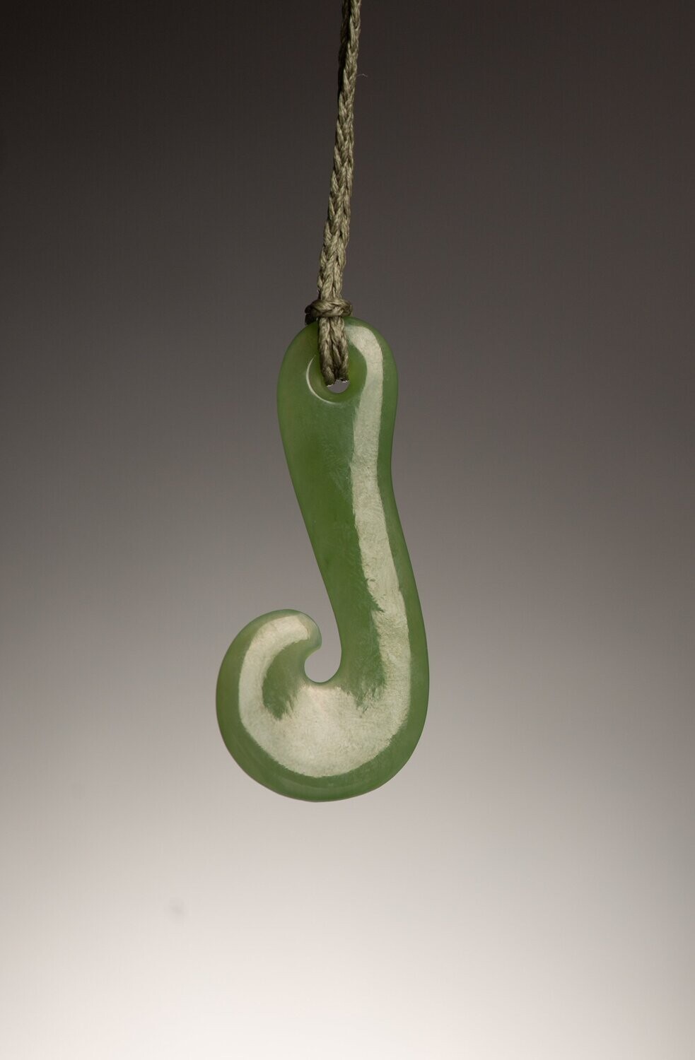 Moko Pounamu Hook (Hei Matau) NZ Genuine Inanga  Greenstone - Pukaka - SALE