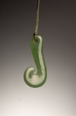 Moko Pounamu Hook (Hei Matau) NZ Genuine Inanga  Greenstone - Pukaka - SALE