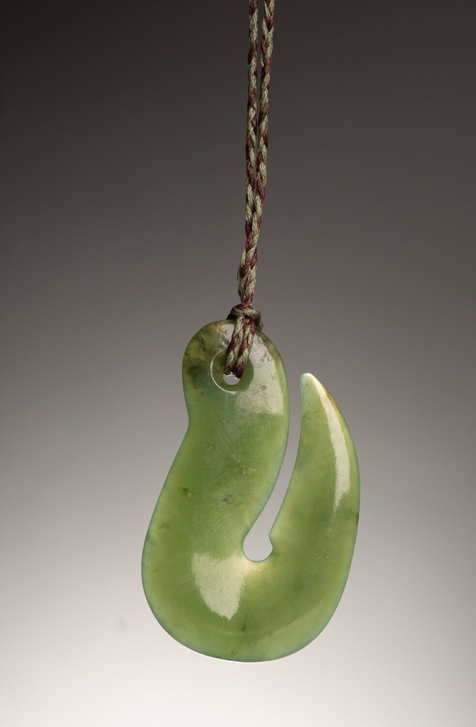 Moko Pounamu Hook (Hei Matau) NZ Genuine Inanga  Greenstone - Rangituhu - SALE