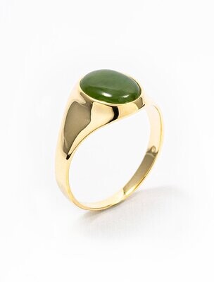 9ct Gold & Greenstone Unisex Oval Ring
