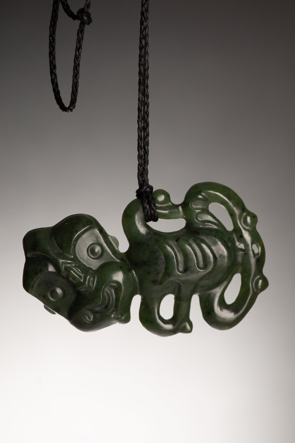 Moko Pounamu Hei Tiki NZ Genuine Kawakawa Greenstone - Motungarara