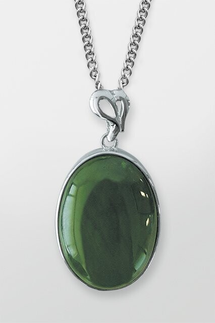 Moko Pounamu Greenstone and Sterling Silver Pendant - CS1925