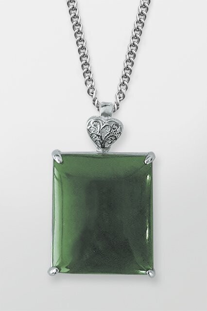 Moko Pounamu Greenstone and Sterling Silver Pendant - CS1923