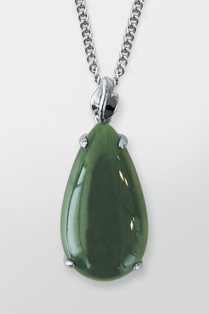 Moko Pounamu Greenstone and Sterling Silver Pendant - CS1628