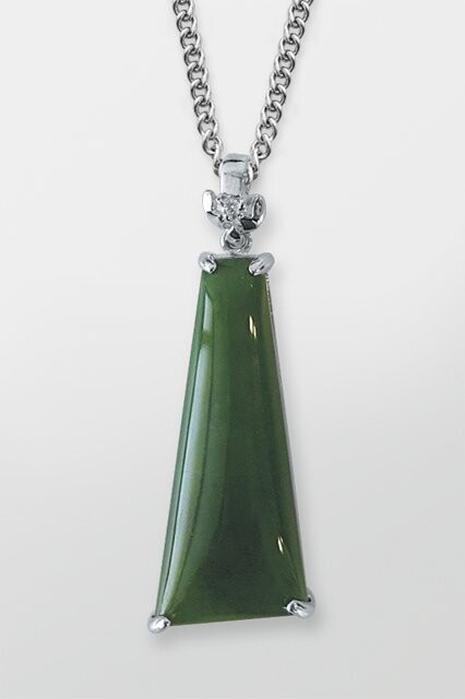 Moko Pounamu Greenstone and Sterling Silver Pendant - CS61413