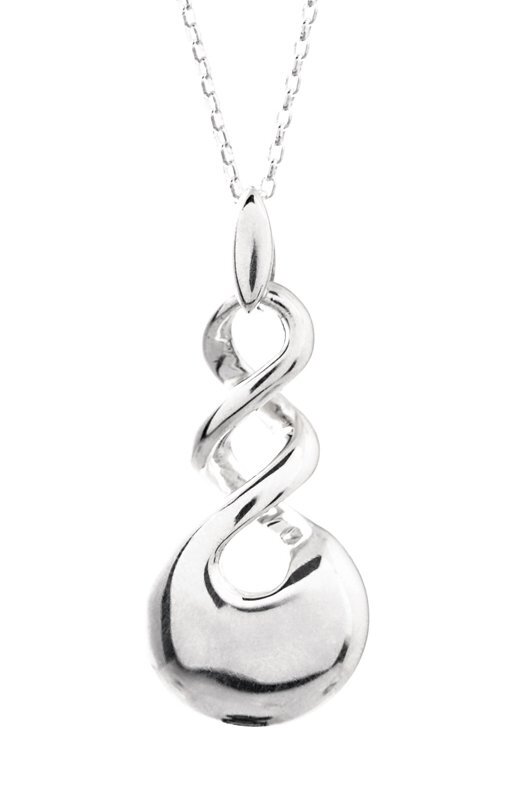 Moko Pounamu Double Twist Greenstone and Sterling Silver  Pendant - 103JP