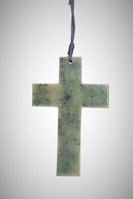 Moko Pounamu Cross  NZ Genuine Kawakawa Greenstone  - Makikihi