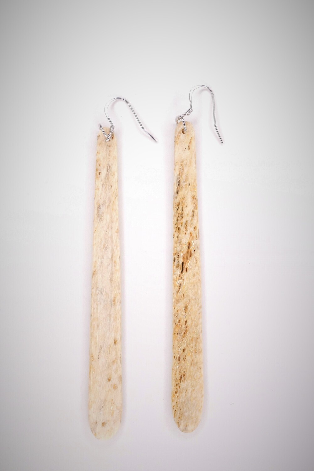 Moko Pounamu Whale Bone and Silver Drop Earrings 03644