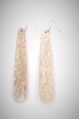 Moko Pounamu Whale Bone and Silver Drop Earrings 03645