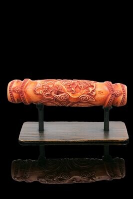 Moko Pounamu, Stained Bone Stylised Kōauau (Flute) - Taniwha