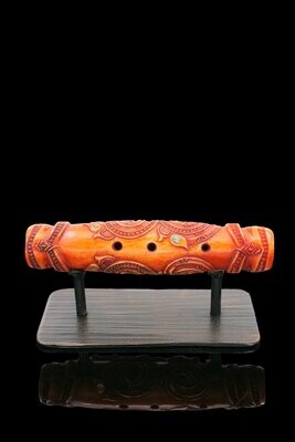Moko Pounamu, Stained Bone Stylised Kōauau (Flute) - Tiki